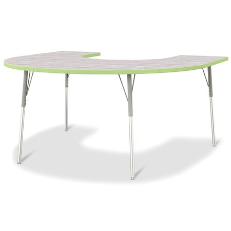 Jonti-Craft Berries Horseshoe Activity Table, 60 in. x 66 in., A-height, Driftwood Gray/Key Lime/Gray 6445JCA451